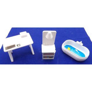 You & Me Doll House Furniture 3 pcs Computer Desk Bath Tub, Bath Counter.